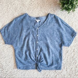 Front Knot Short Sleeve Blouse